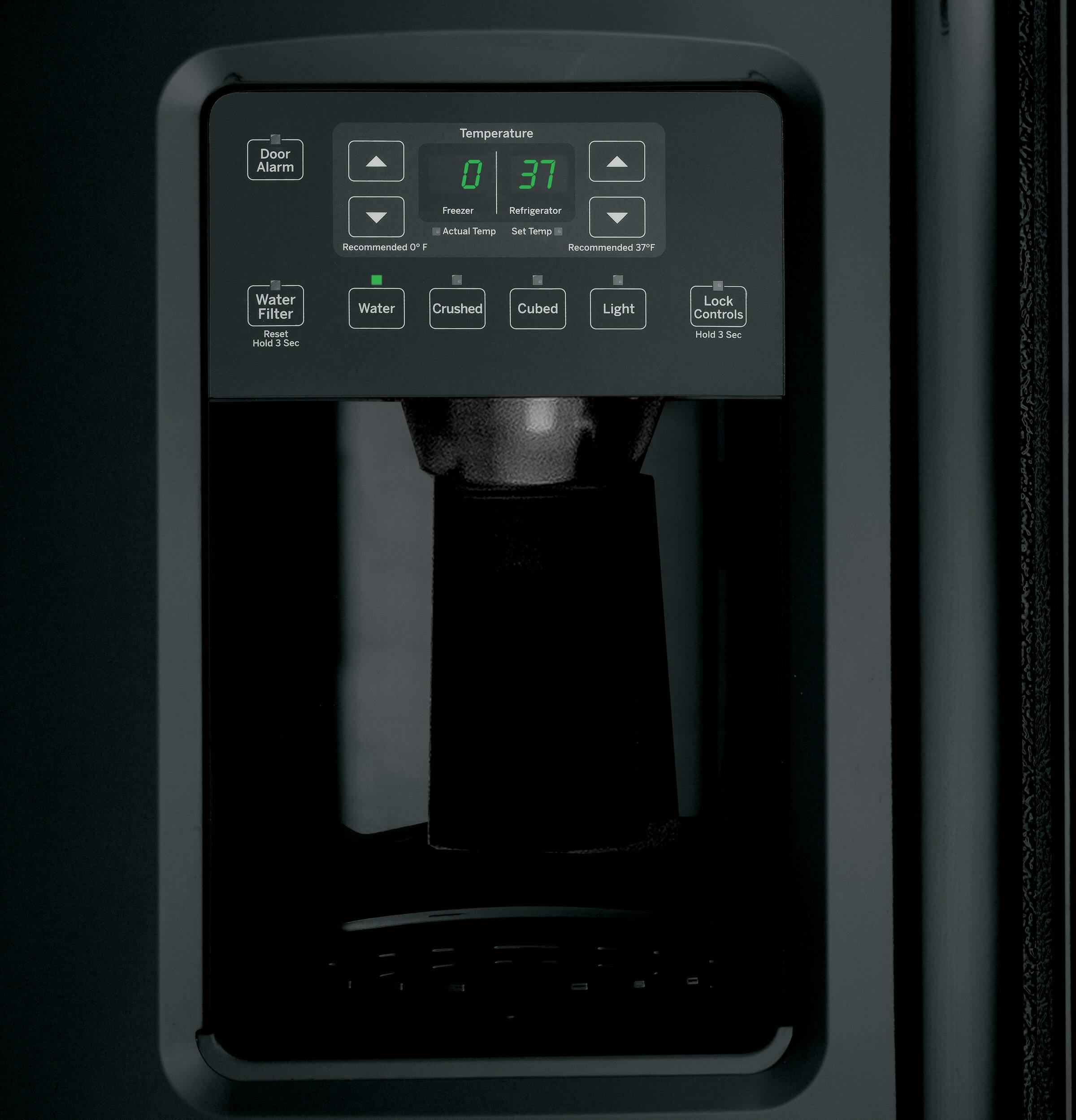 Alt View 16. GE - 25.4 Side-by-Side Refrigerator with Thru-the-Door Ice and Water - Black.