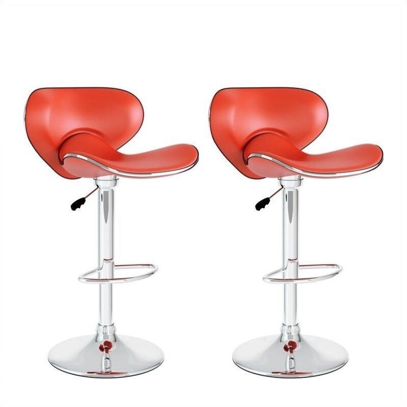 Best Buy: CorLiving Barstools (Set Of 2) Red/Chrome B-552-VPD