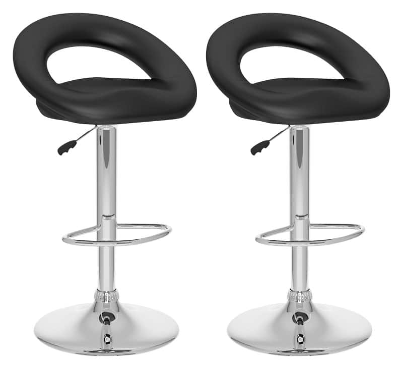 CorLiving - Barstools (Set of 2) - Black/Chrome - Larger Front