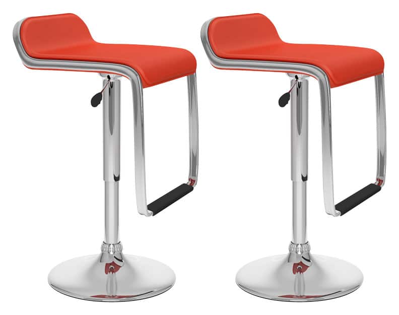 CorLiving - Barstools (Set of 2) - Red/Chrome - Larger Front