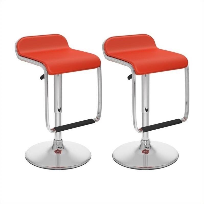 Front. CorLiving - Barstools (Set of 2) - Red/Chrome.