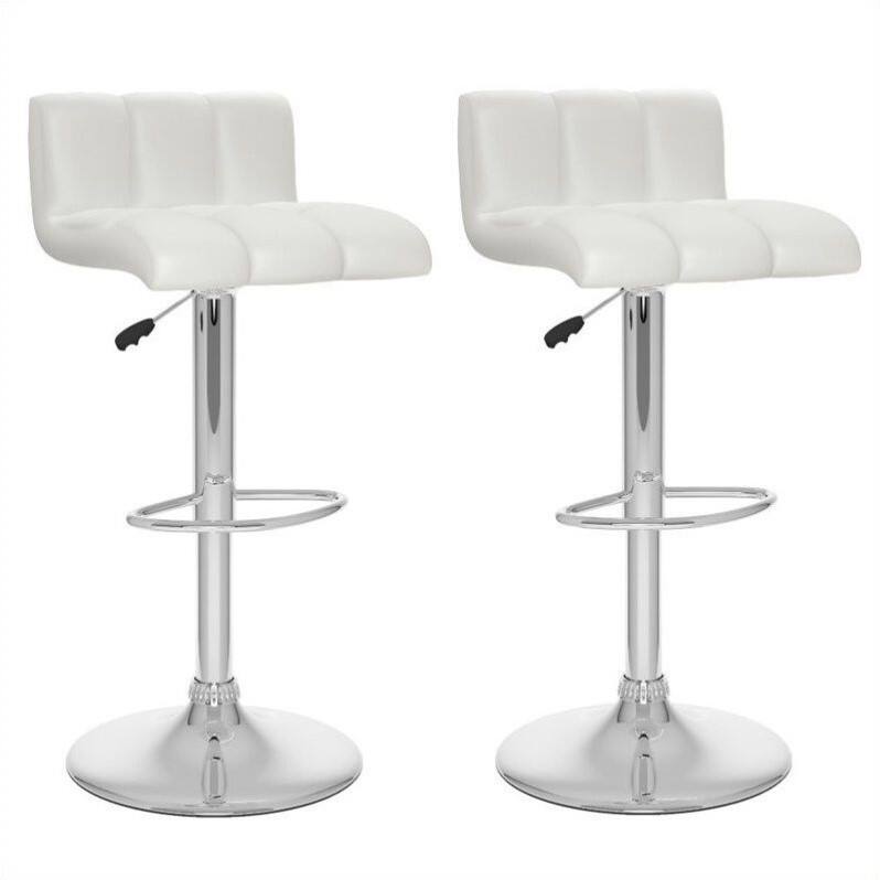 Front. CorLiving - Barstools (Set of 2) - White/Chrome.
