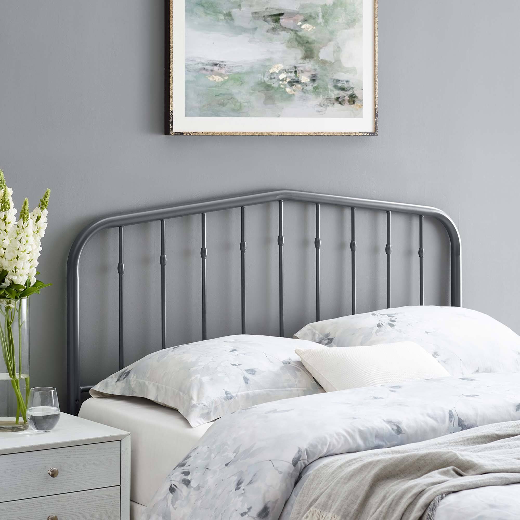 Alt View 1. Modway - Lennon Metal Twin Headboard by Modway - Gray.