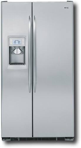 Front Standard. GE - Profile 23.2 Cu. Ft. Counter-Depth Side-by-Side Refrigerator - Stainless-Steel.