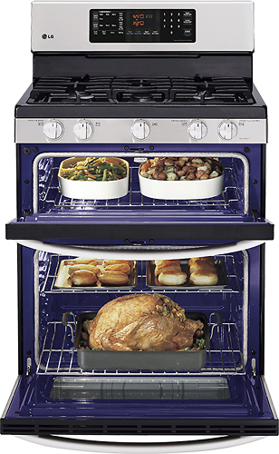 LG LDG3017ST 30 Freestanding Gas Double Oven Range with 5 Sealed Burners,  SuperBoil Burner, 6.1 cu. ft. Total Capacity, Griddle, EvenJet Convection  System, Infrared Grill System, WideView Window