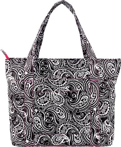 Front Standard. Studio C - Fresh as a Paisley Laptop Tote Bag - Black/White.