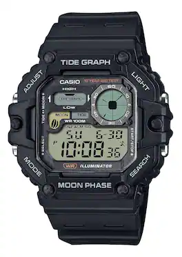 Casio - Standard Digital Graph Moon Phase Resin Strap Quartz WS-1700H-1AV 100M Men's Watch - Black