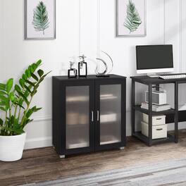 Kings Brand Furniture - 2-Door Accent Storage Cabinet, Sideboard Buffet Floor Storage Cupboard - Black