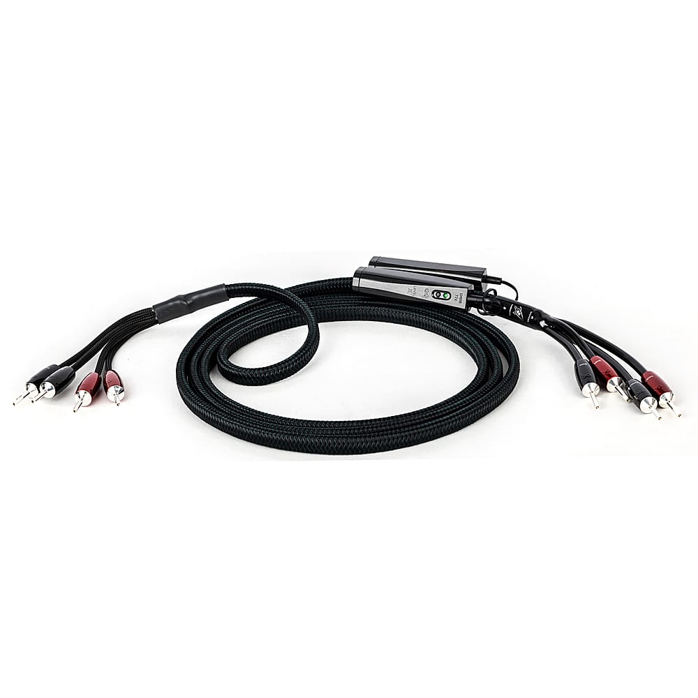 Angle. AudioQuest - Rocket 88 10' Pair Bi-Amp Speaker Cable, Silver Banana Connectors - Green/Black.