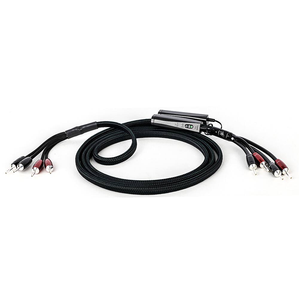 Angle. AudioQuest - Rocket 88 10' Pair Bi-Amp Speaker Cable, Silver Banana Connectors - Green/Black.