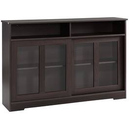 Homcom - Sideboard Buffet Cabinet, Coffee Bar Cabinet,Credenza with Sliding Glass Doors, Cupboard and Adjustable Shelf - Brown