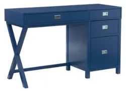 Linon Home Décor - Penrose Four-Drawer Side Storage Desk - Navy Paint / Silver Hardware - Front_Zoom