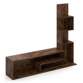 SlickBlue - Cube TV Stand with Storage Shelves, Modern Media Console Table for Living Room - Rustic Brown