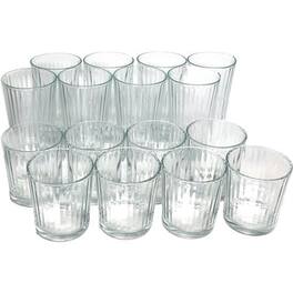 Gibson - 16pc Home Moonstone Glass Double Old Fashion and Tumbler Set - Clear