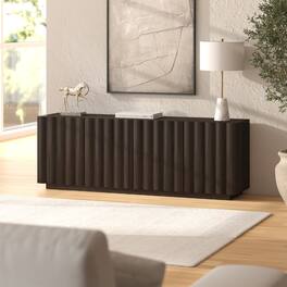 Hudson&Canal - Olie Rectangular Fluted TV Stand for TV's up to 75" Oak - Brown