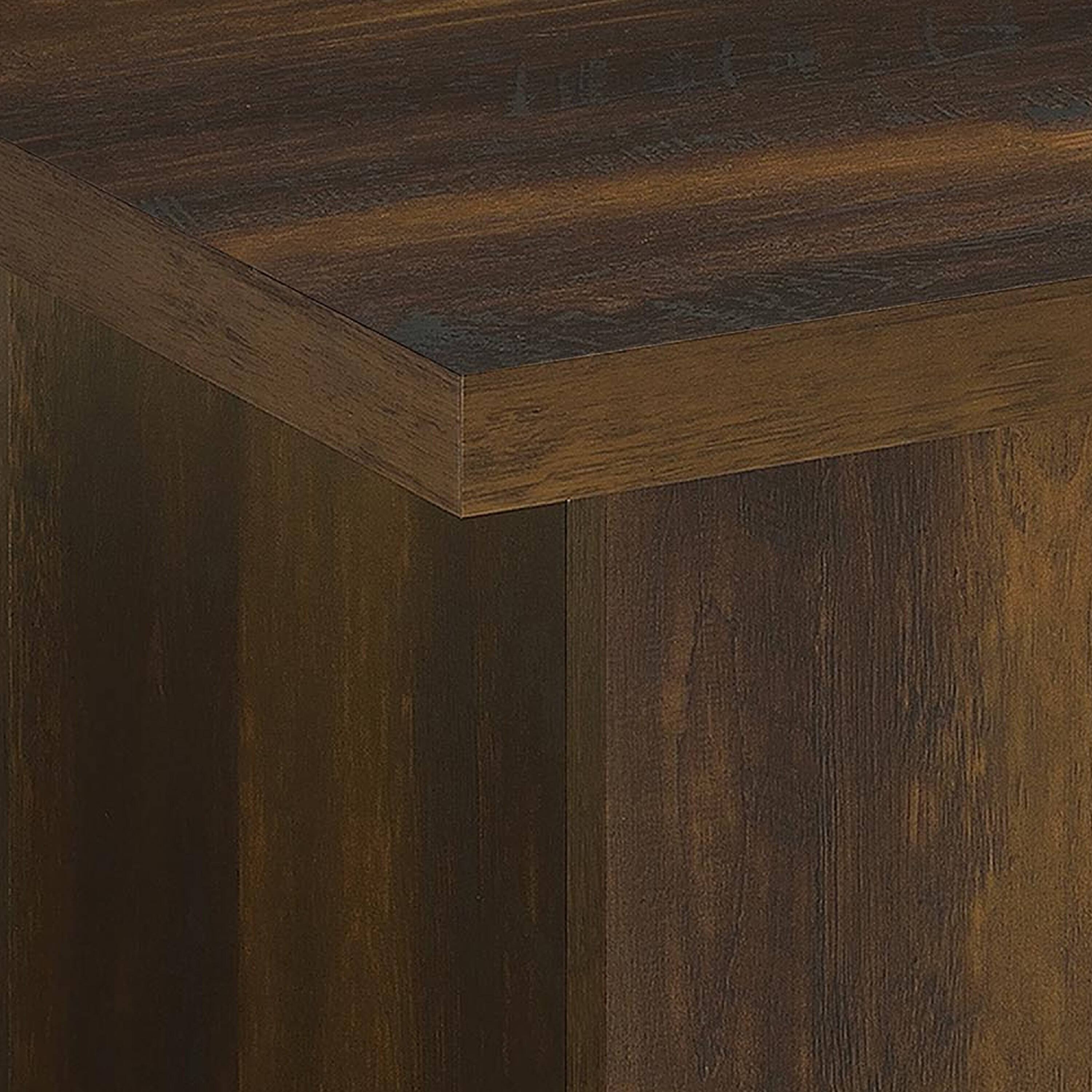 Alt View 3. Manhattan Lane - Darla Square Side-End Table, Block Style Base, Wood 24 Inch - Dark Pine Brown.