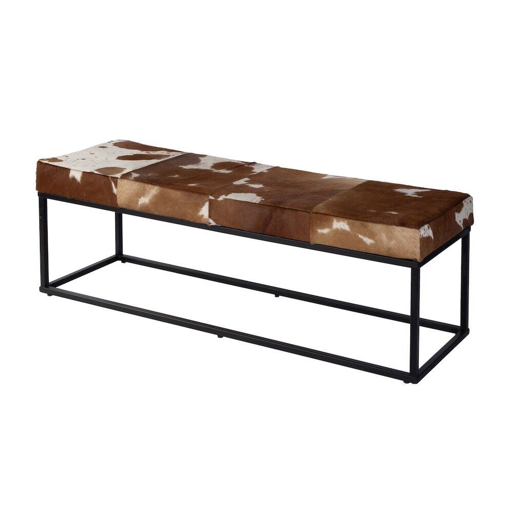 Alt View 1. Butler Specialty - Stinson 54 in. W Hair on Hide and Iron Accent Bench - White,Black,Brown.