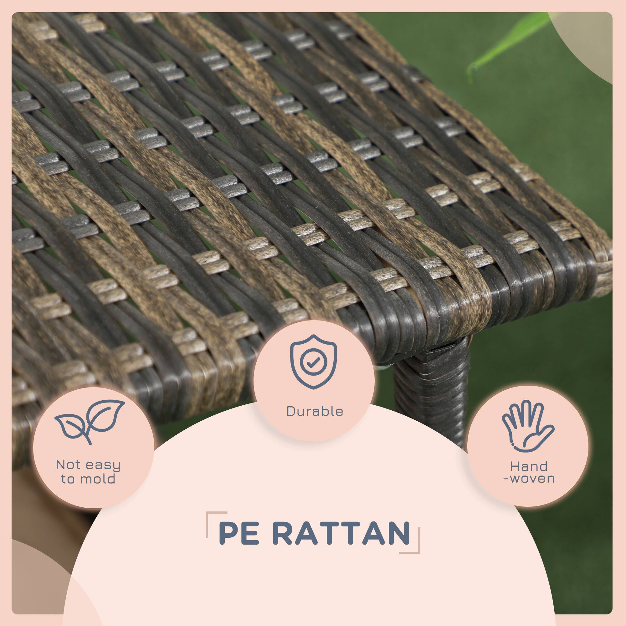 PE RATTAN

- Durable
- Not easy to mold
- Hand-woven