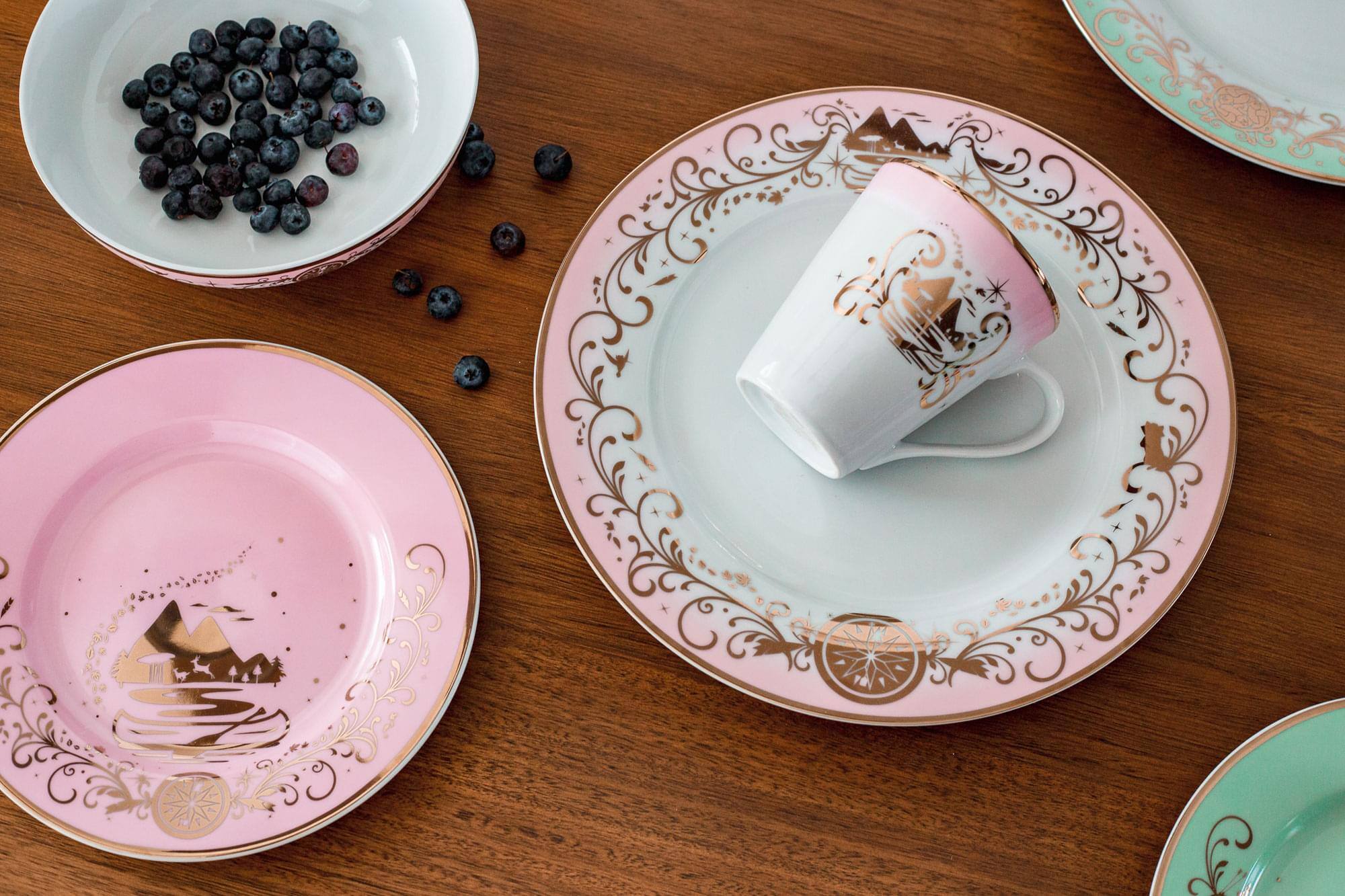 Alt View 2. Ukonic - Disney Princess 16-Piece Dinnerware Set | Merida, Pocahontas, Moana, Snow White - Pink.