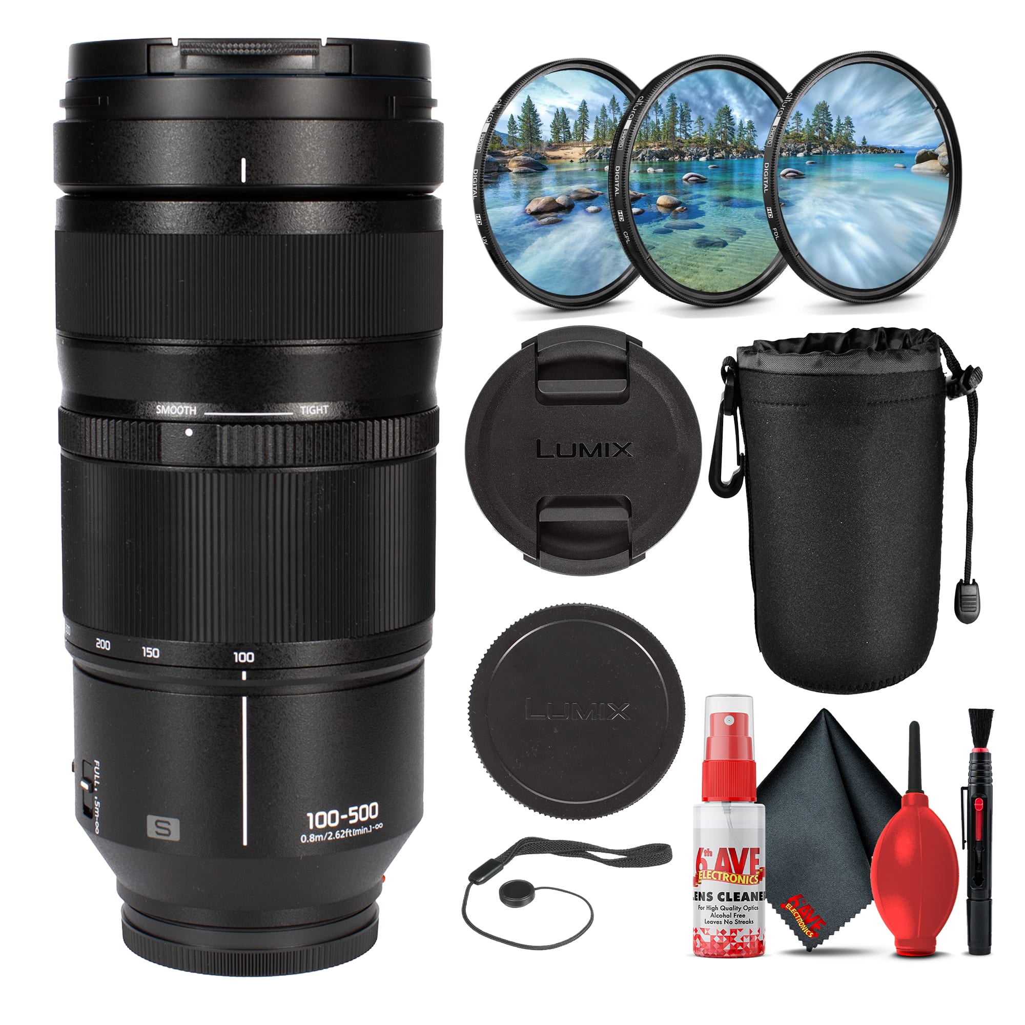Panasonic - LUMIX S 100-500mm F5-F7.1 Ultra Telephoto L-Mount Lens - S-R100500 Bundle