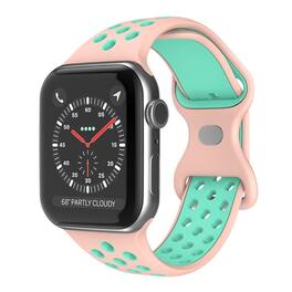 StrapsCo - ColorBlock Active Strap Silicone Rubber Watch Band For Apple Watch - 40mm/41mm/42mm (Medium-Long) - Pink & Mint