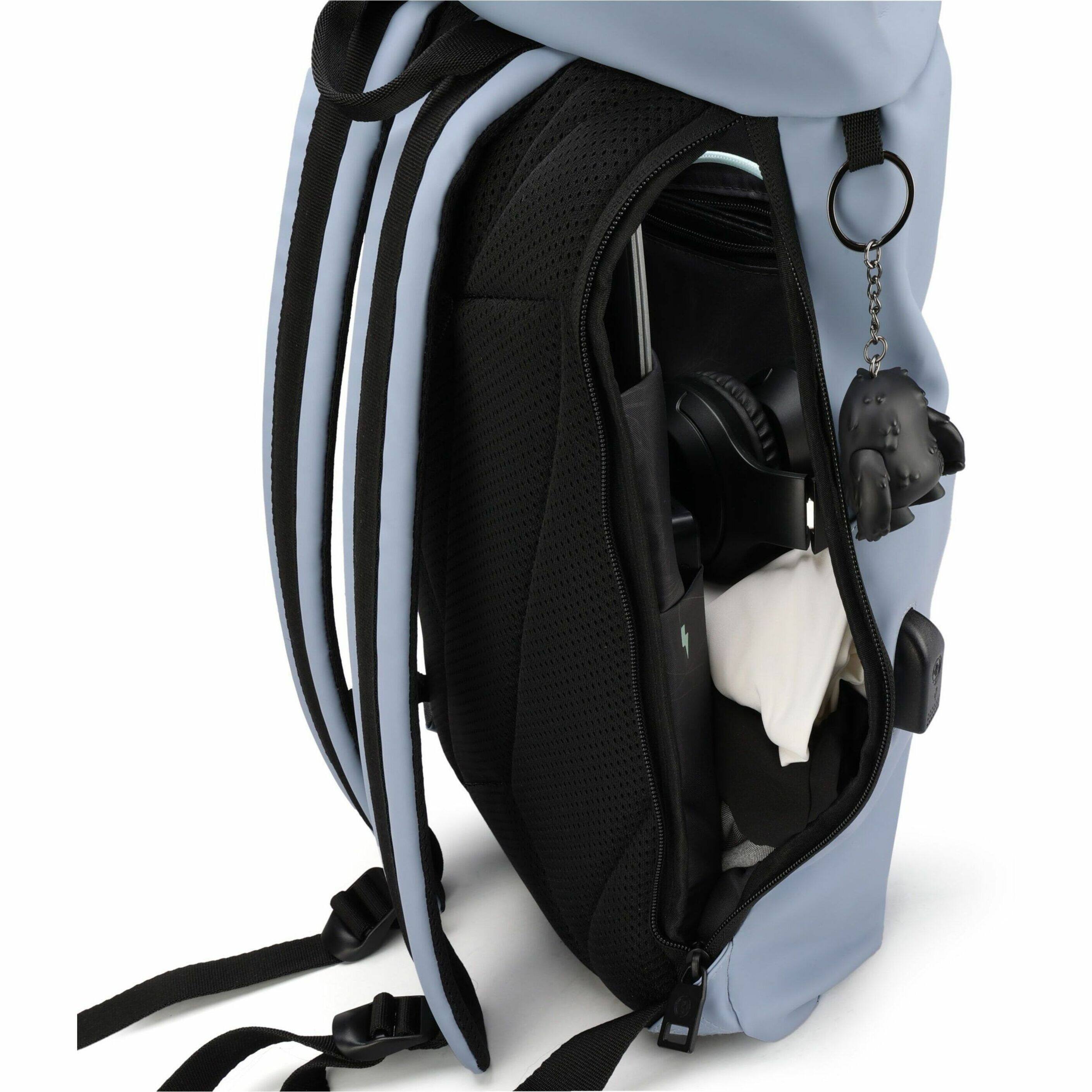 Alt View 25. Swissdigital Design - LAMONE Rolltop TSA-Friendly Water-Resistant Backpack With USB Charging Port  RFID Protection and Fits Up to 16″ Laptop - Light Blue.