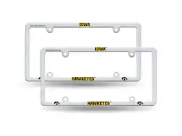 Rico Industries - Iowa Hawkeyes Raised Letter White Plastic License Plate Frame - Set of Two Frames - Multi