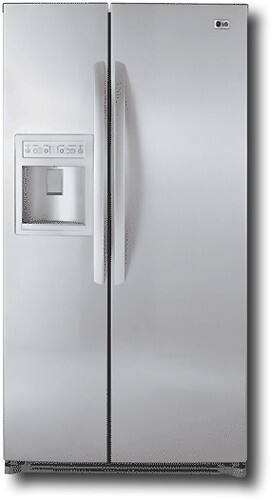 Front Standard. LG - 26.5 Cu. Ft. Side-by-Side Refrigerator with Thru-the-Door Ice and Water - Titanium.