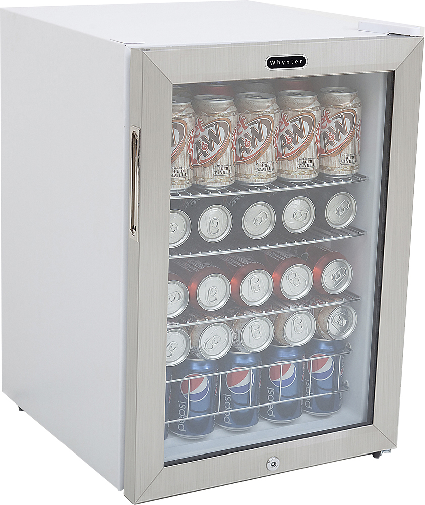 Angle View: GE - 109 Can Beverage Center - Black case with stainless look trim
