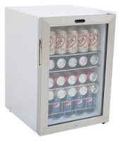 Whynter - 90-Can Beverage Refrigerator - White cabinet with stainless steel trim - Front_Zoom