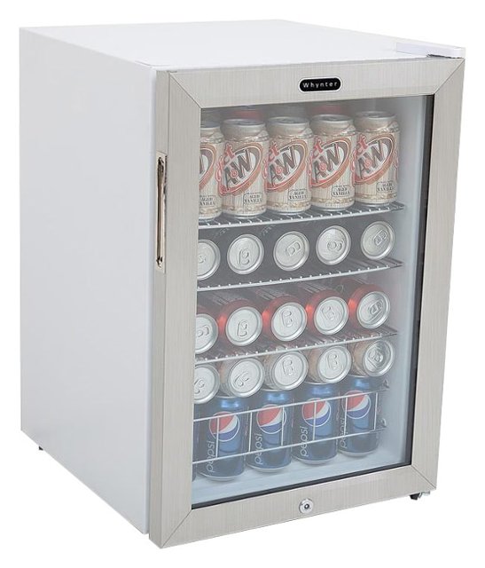 Front Zoom. Whynter - 90-Can Beverage Refrigerator - White cabinet with stainless steel trim.