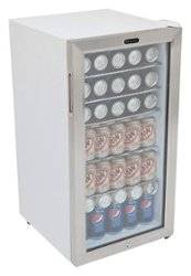 Whynter - 120-Can Beverage Refrigerator - White cabinet with stainless steel trim - Front_Zoom