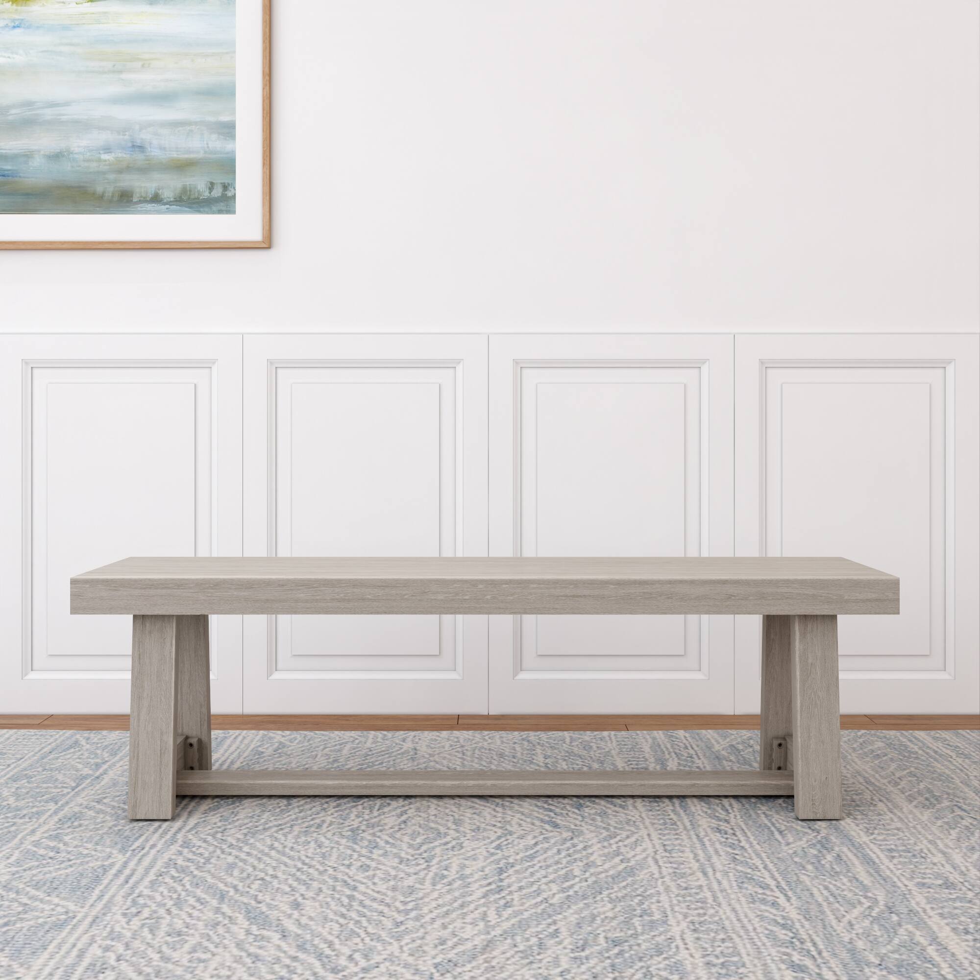 Alt View 1. Plank+Beam - Classic Dining Bench, Seashell Wirebrush - Seashell Wirebrush.