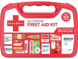 Johnson & Johnson - All-Purpose First Aid Kit, 160 Pc. (202045) - Red/White
