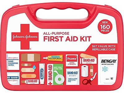 Johnson & Johnson - All-Purpose First Aid Kit, 160 Pc. (202045) - Red/White