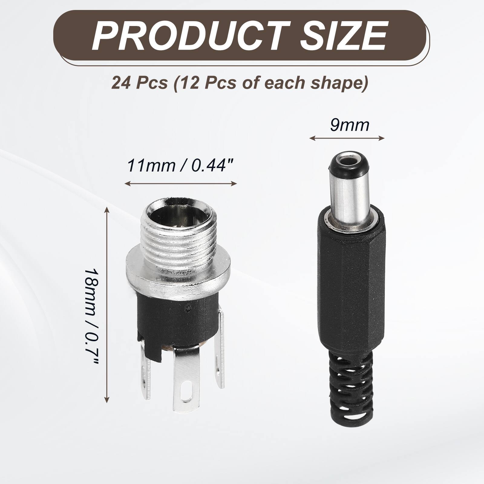 PRODUCT SIZE  
24 Pcs (12 Pcs of each shape)  
9mm  
11mm / 0.44"  
18mm / 0.7"
