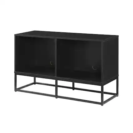 Front. Crosley Furniture - Enzo Medium Record Player Stand With Vinyl Storage - Black.
