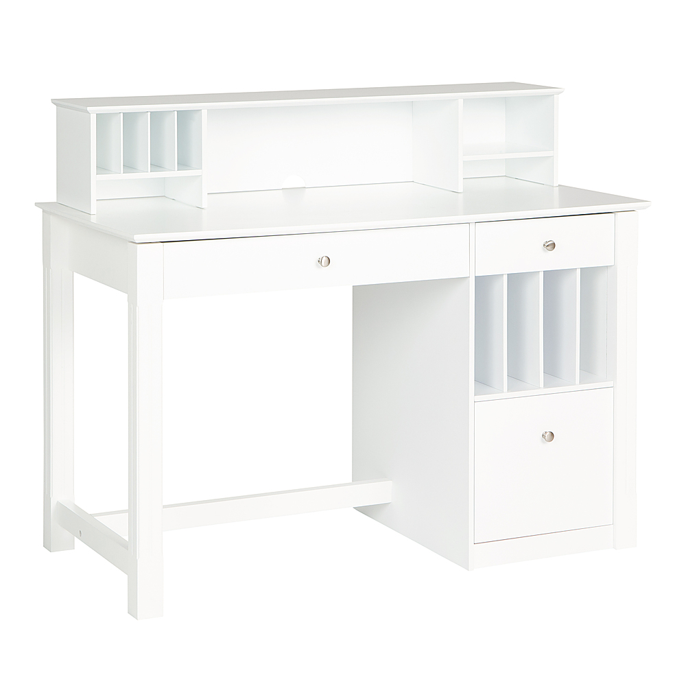 Angle View: Walker Edison - 48" Wood Home Office Storage Computer Desk with Hutch - White