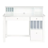 Walker Edison - 48" Wood Home Office Storage Computer Desk with Hutch - White - Front_Zoom