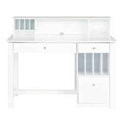 Walker Edison - 48" Wood Home Office Storage Computer Desk with Hutch - White - Front_Zoom