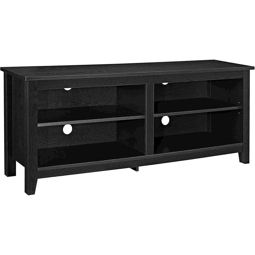 Black TV Stand For 65-70 Inch TV Stands With 2 Storage Cabinet Open Shelves US 