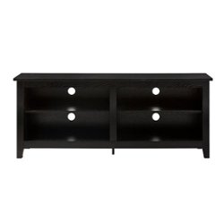 Walker Edison - Modern 58" Wood Open Storage TV Stand for Most TVs up to 65" - Black - Front_Zoom
