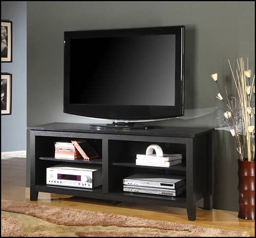 Walker Edison Modern Wood Open Storage Tv Stand For Most Tvs Up To 65 Black 58cspbl Best Buy