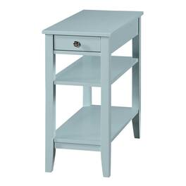 FurniFact - Chairside End Table with Drawer - Sea Foam Blue