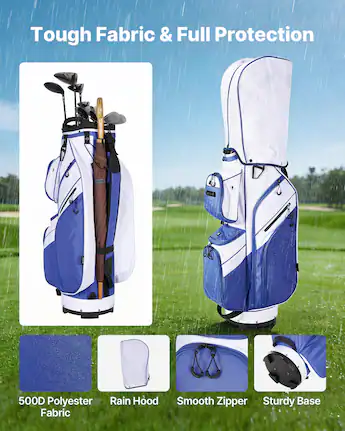 blue golf bag rain hood Seaforth Cover proof and rain VEVOR Golf Cart Bag, 7