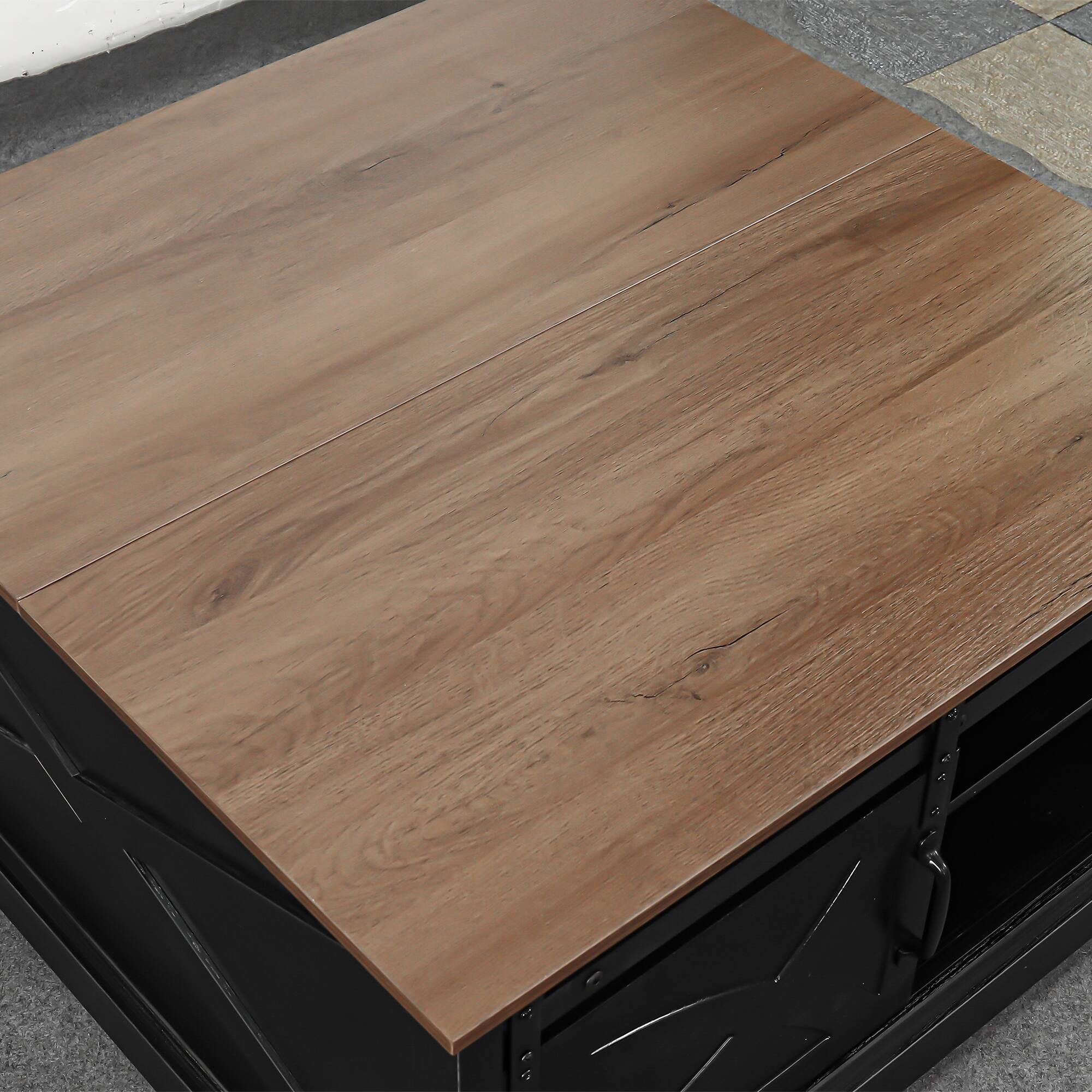 Alt View 4. Ihomeadore - 31.5" Farmhouse Wood Square Lift-Top Coffee Table with Sliding Barn Door and Storage - Black.
