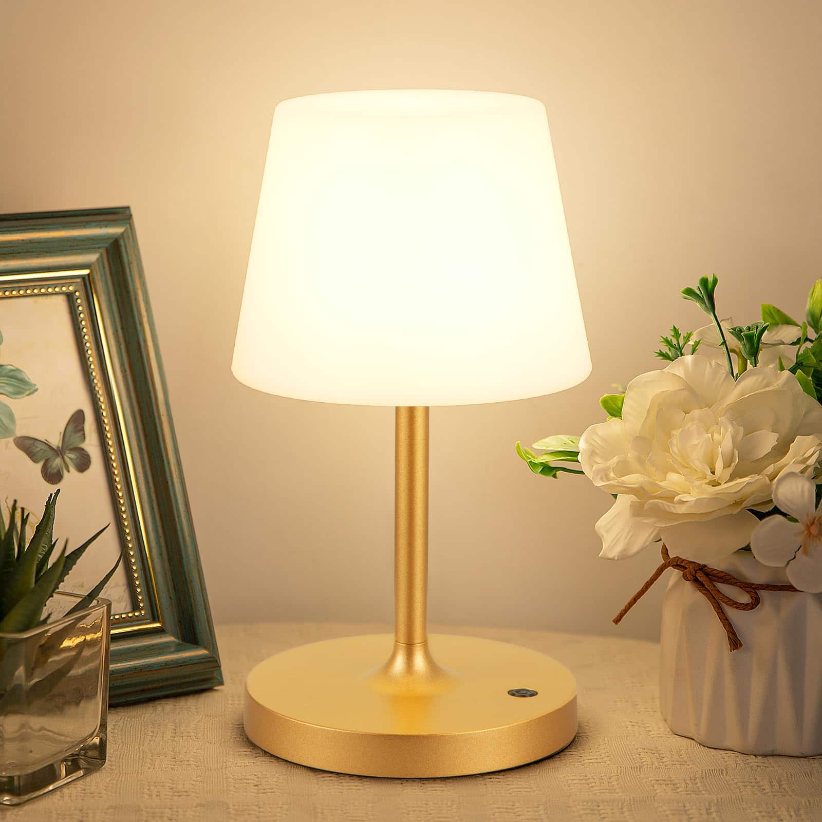 Dazzling Pops - Kakanuo Champagne Gold Shower Lamp Waterproof Rechargeable Cordless Lamp 4000mAh Battery Touch Dimmable - Gold 1 Pack