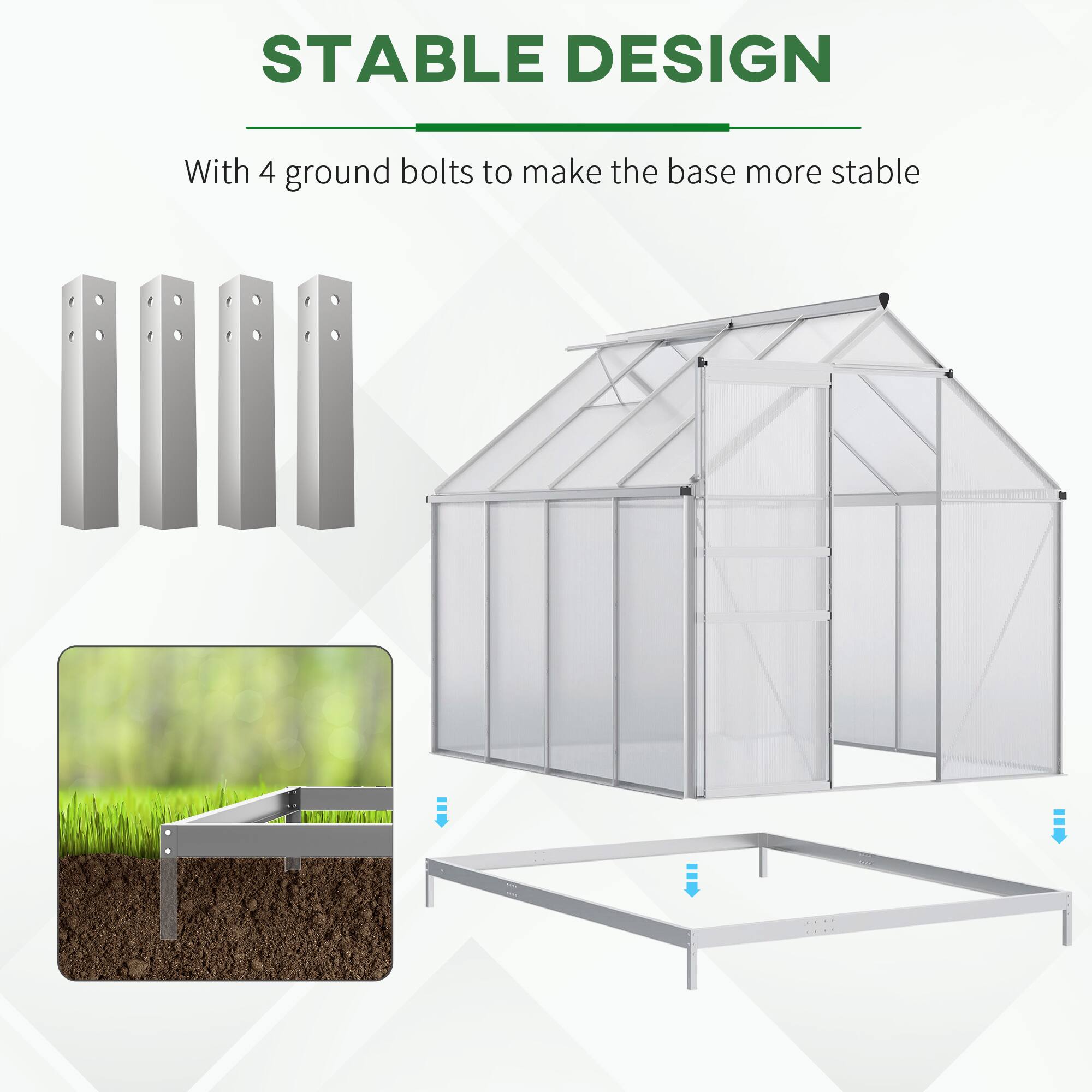 STABLE DESIGN With 4 ground bolts to make the base more stable