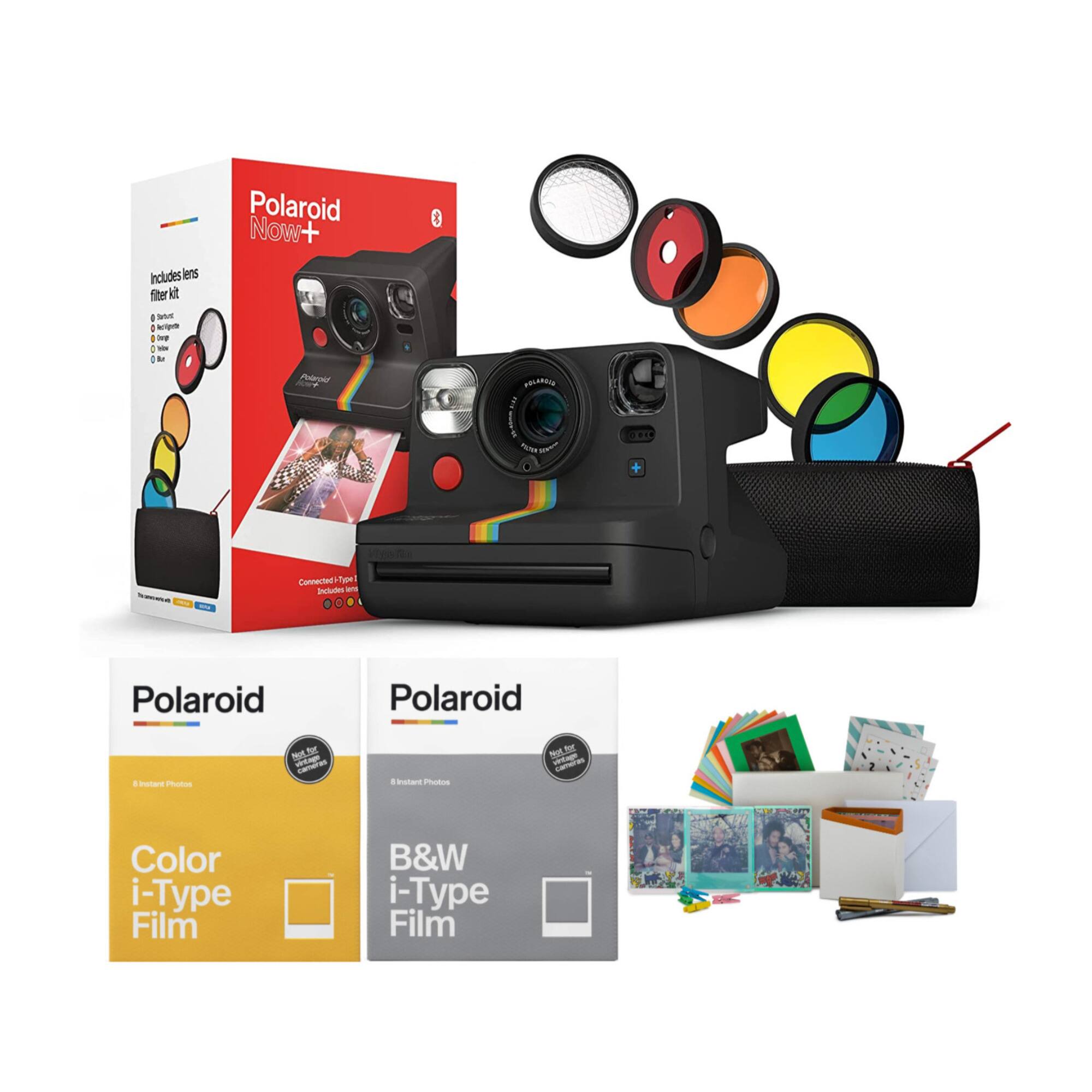 Includes lens filter, Polaroid Now+, and Color i-Type Film.