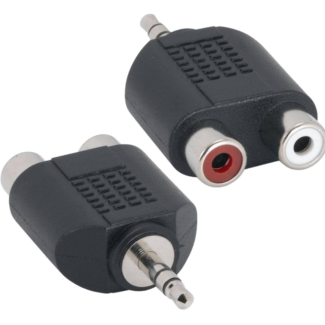 Sanoxy - (2-Pack) 3.5mm Stereo Male to Dual RCA Female Y Adapter - Black